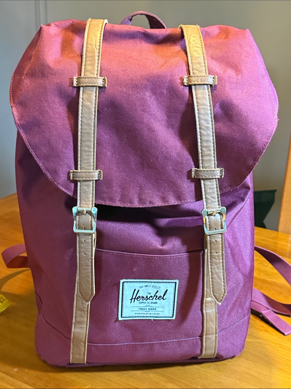 Herschel Supply Company Maroon Backpack with Tan Straps